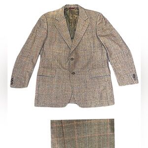 Hart Schaffner & Marx Heritage Collection Brown Plaid Suit Coat Size 44L